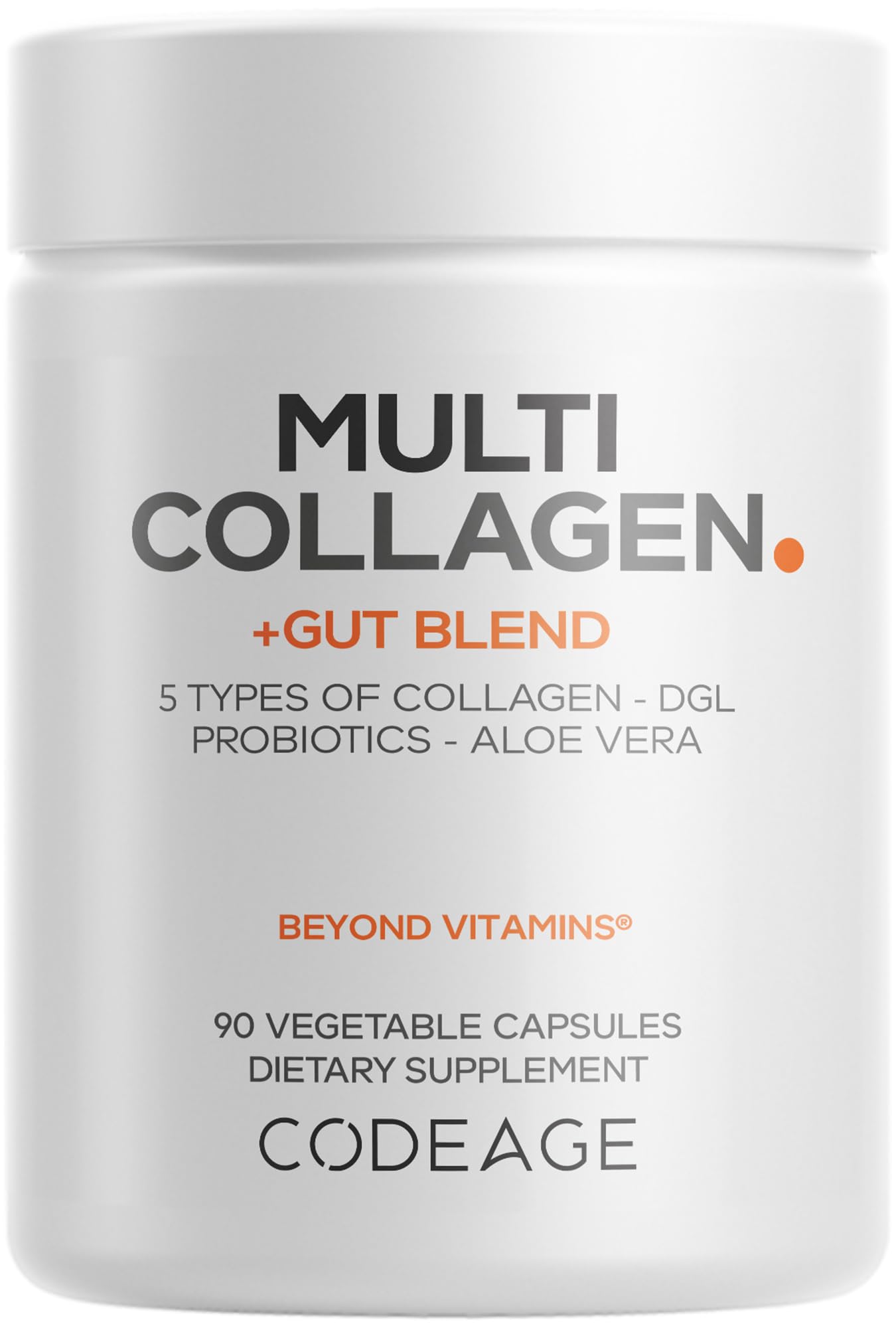 Codeage Multi Collagen + Gut Blend Supplement - Digestive Probiotics, DGL Licorice, Aloe Vera, Organic Peppermint Leaf, Slippery Elm - Hydrolyzed Bovine Collagen Pills - Non-GMO - 90 Capsules Codeage uk supplements