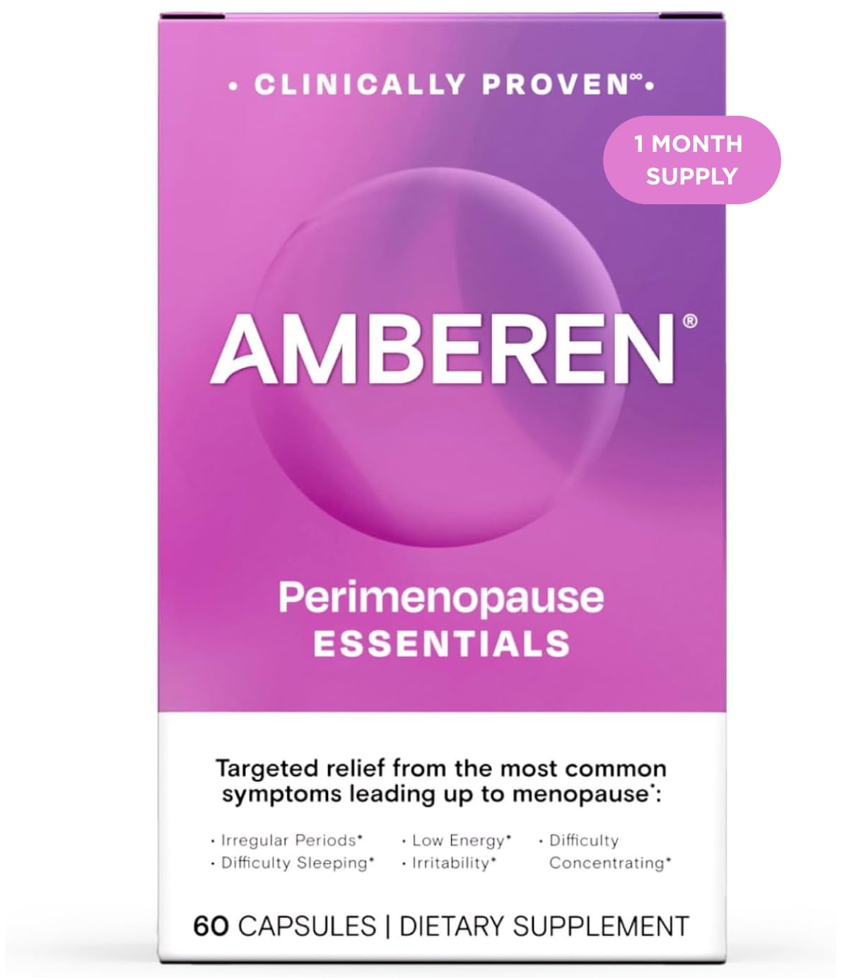 Amberen Perimenopause, Peri-Menopause Multi-Symptom Relief, Vitamin B, Vitamin E & Antioxidants Supplement, Clinically Shown to Help Support Hormone Balance, Hot Flashes & Night Sweats, 60 Count Amberen uk supplements
