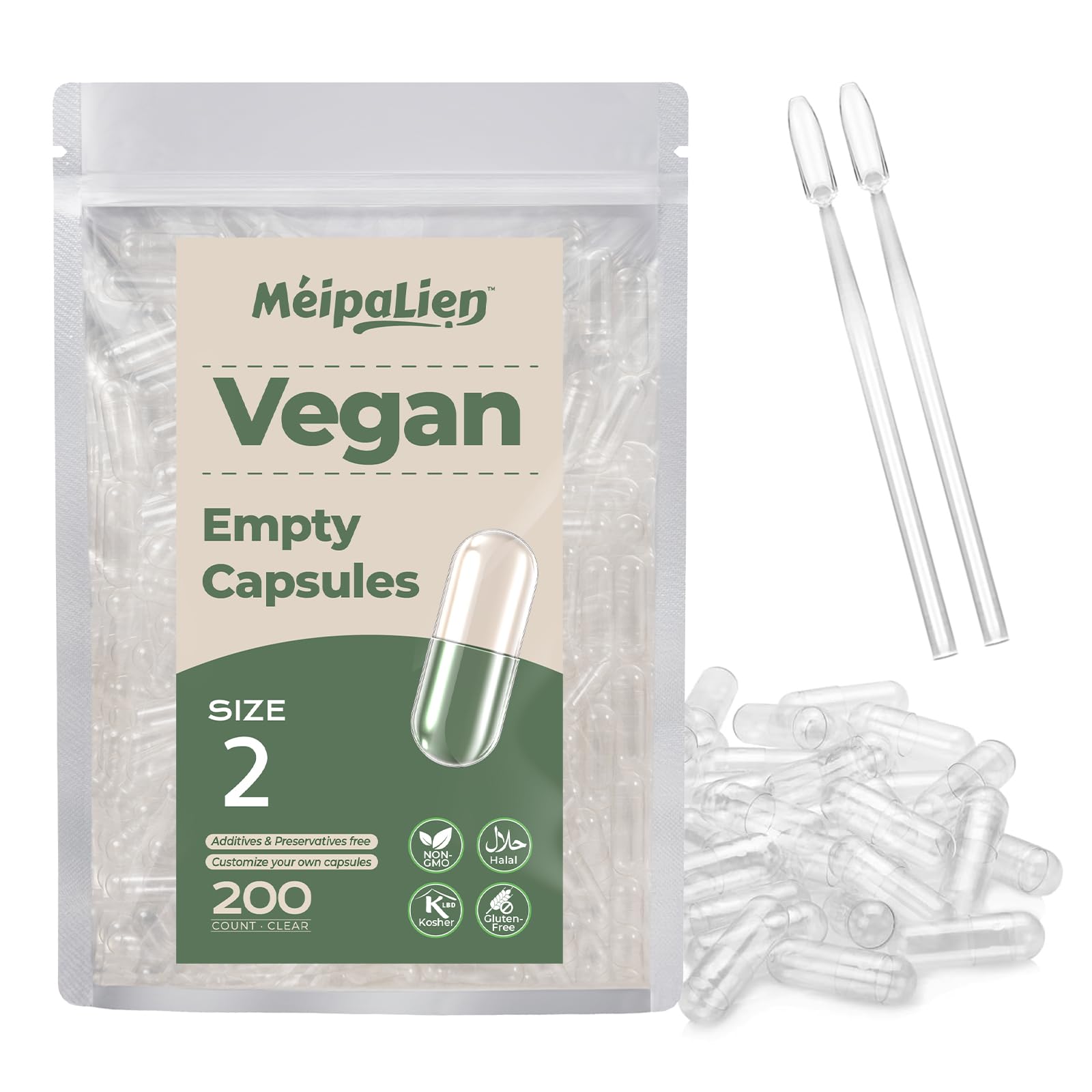 HPMC Empty Capsules Size 2-200 Clear Count Pill Capsules Empty - Plant-Based Cellulose | Vegetarian, Halal, Non-GMO | for DIY Supplement & Herbal Filling MéipaLien uk supplements