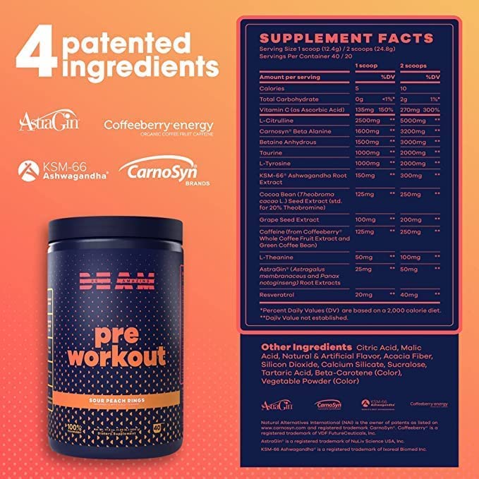 BEAM Pre-Workout Powder | Vegan Energy Booster Powdered Drink with All-Natural BEAM uk supplements