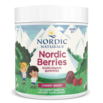Nordic Naturals Nordic Berries, Cherry Berry - 120 Gummy Berries - Great-Tasting Multivitamin for Ages 2+ - Growth, Development, Optimal Wellness - Non-GMO, Vegetarian - 30 Servings Nordic Naturals uk supplements