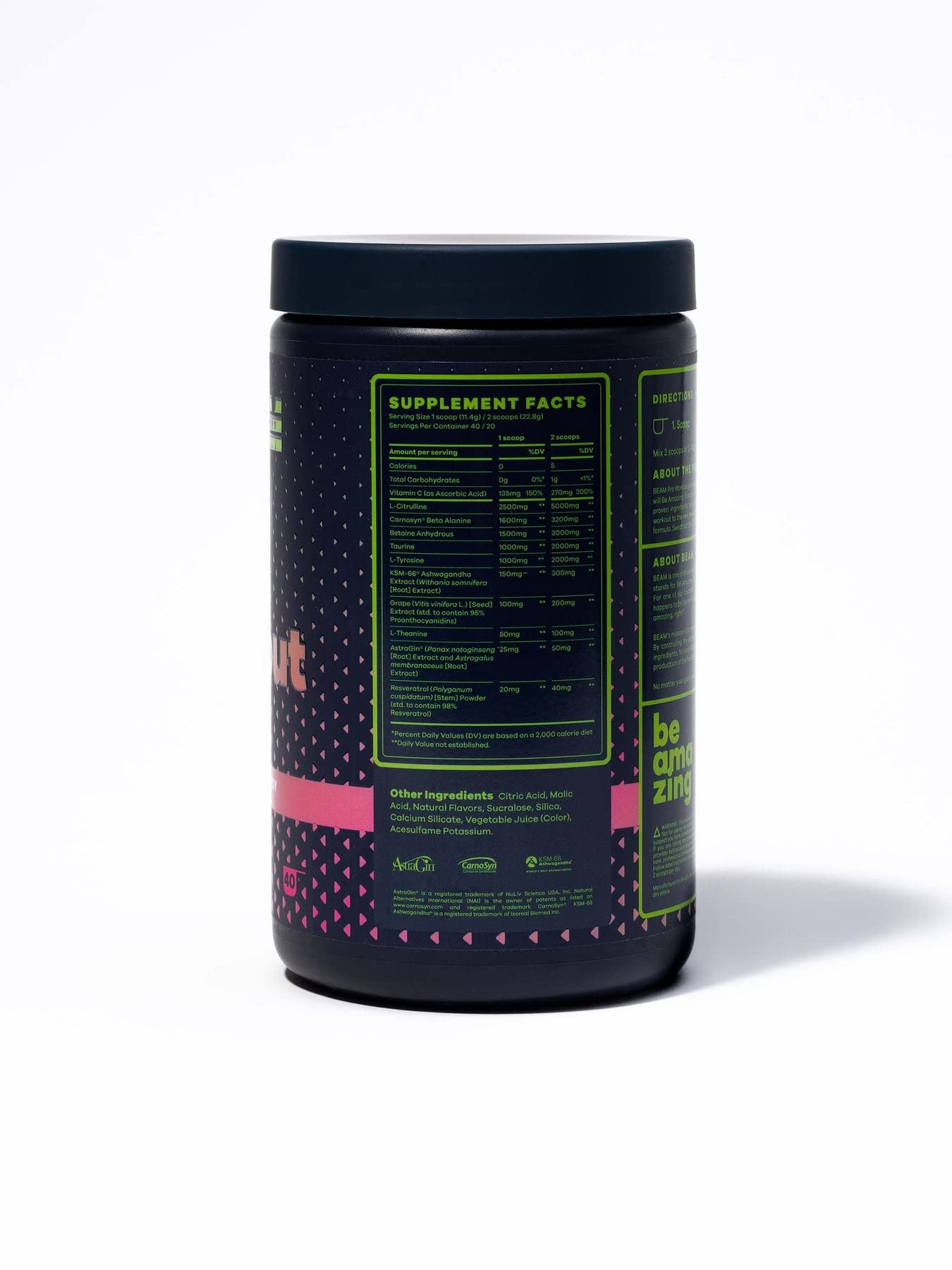 BEAM Be Amazing Vegan Stim Free Pre-Workout Powder | Energy Booster Powdered Drink BEAM uk supplements