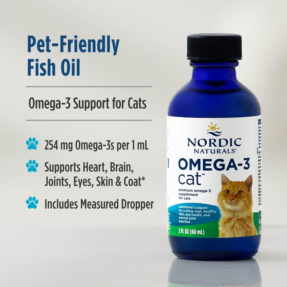 Nordic Naturals Omega-3 Cat, Unflavored - 2 oz - 304 mg Omega-3 Per One mL - Fish Oil for Cats with EPA & DHA - Promotes Heart, Skin, Coat, & Immune Health - Non-GMO Nordic Naturals uk supplements