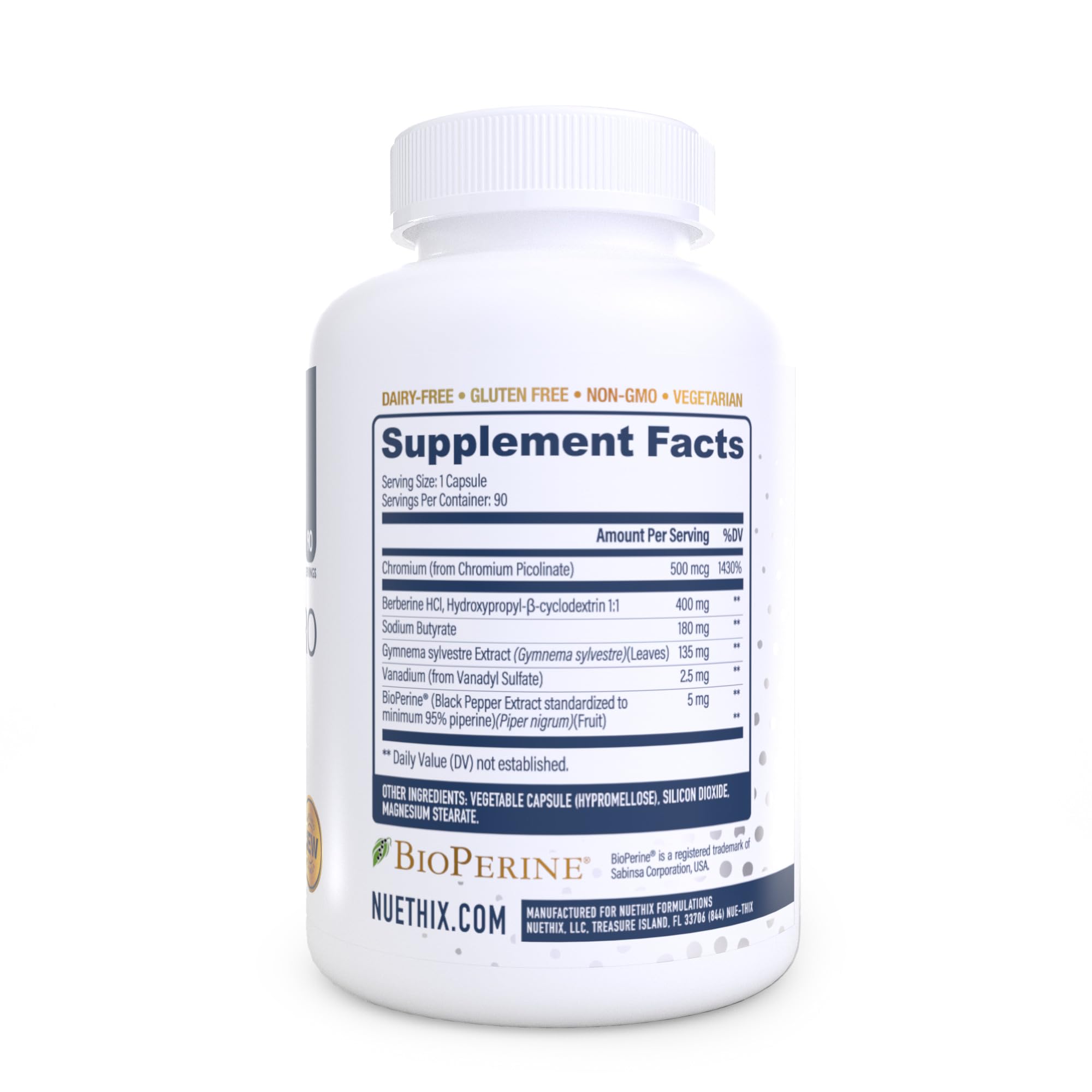NuEthix Formulations GDA-MAX PRO, Double Berbine HCL Supplement, Supports Glucose Metabolism, Weight Management, Immune Support, Heart Health - Non GMO, Gluten Free, Dairy Free, 90 Count NuEthix Formulations uk supplements