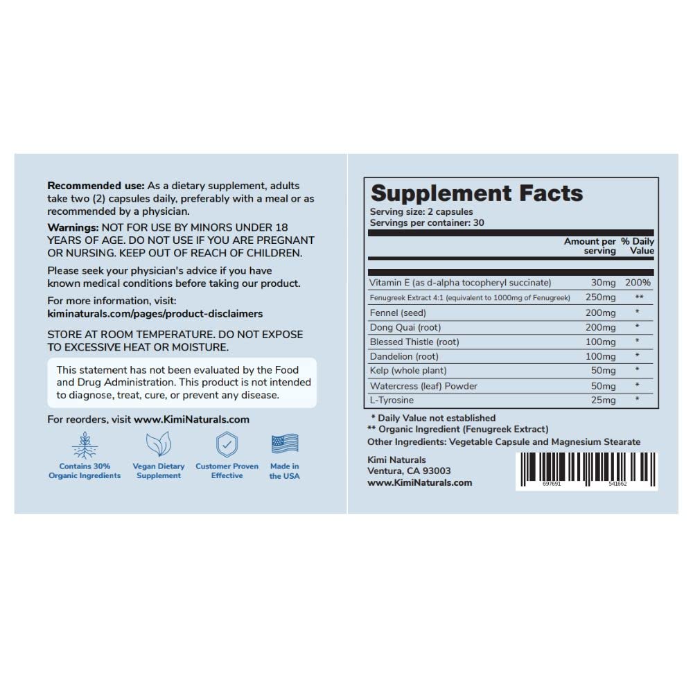 Kimi Naturals Butt Enhancer Pills - Tightening and Butt Lifting Supplements for Bigger Booty and Curvy Hips - Fast Growth Bum Enhancement 60 Capsules KIMI uk supplements