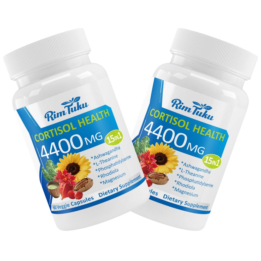 RimTuku Cortisol Supplements for Women & Men -15-in-1 Cortisol Detox for Women, Cortisol Manager & Reducer with Ashwagandha, Rhodiola Rosea Supports Stress Relief, Adrenal Balance, 120 Capsules RimTuku uk supplements