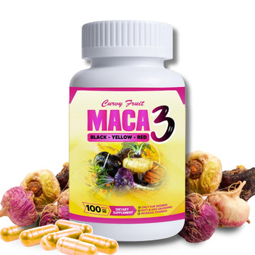 Maca 3 Capsules – Black, Red & Yellow Maca Root Blend – Feminine Balance & Natural Body Support – Herbal Formula Curvy Fruit uk supplements