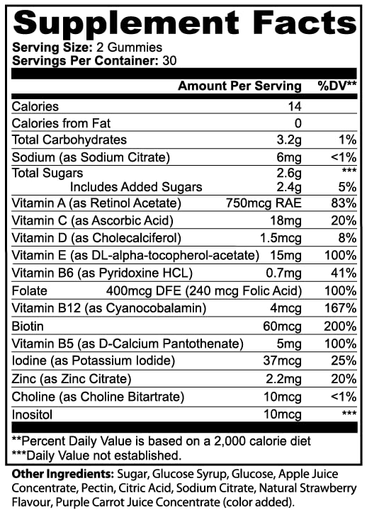 ZMZM LABS Multivitamin Gummies – Strawberry Flavor, 60 Gummies, Vegan, Gelatin-Free, Halal-Friendly Daily Vitamin Supplement ZMZM LABS uk supplements
