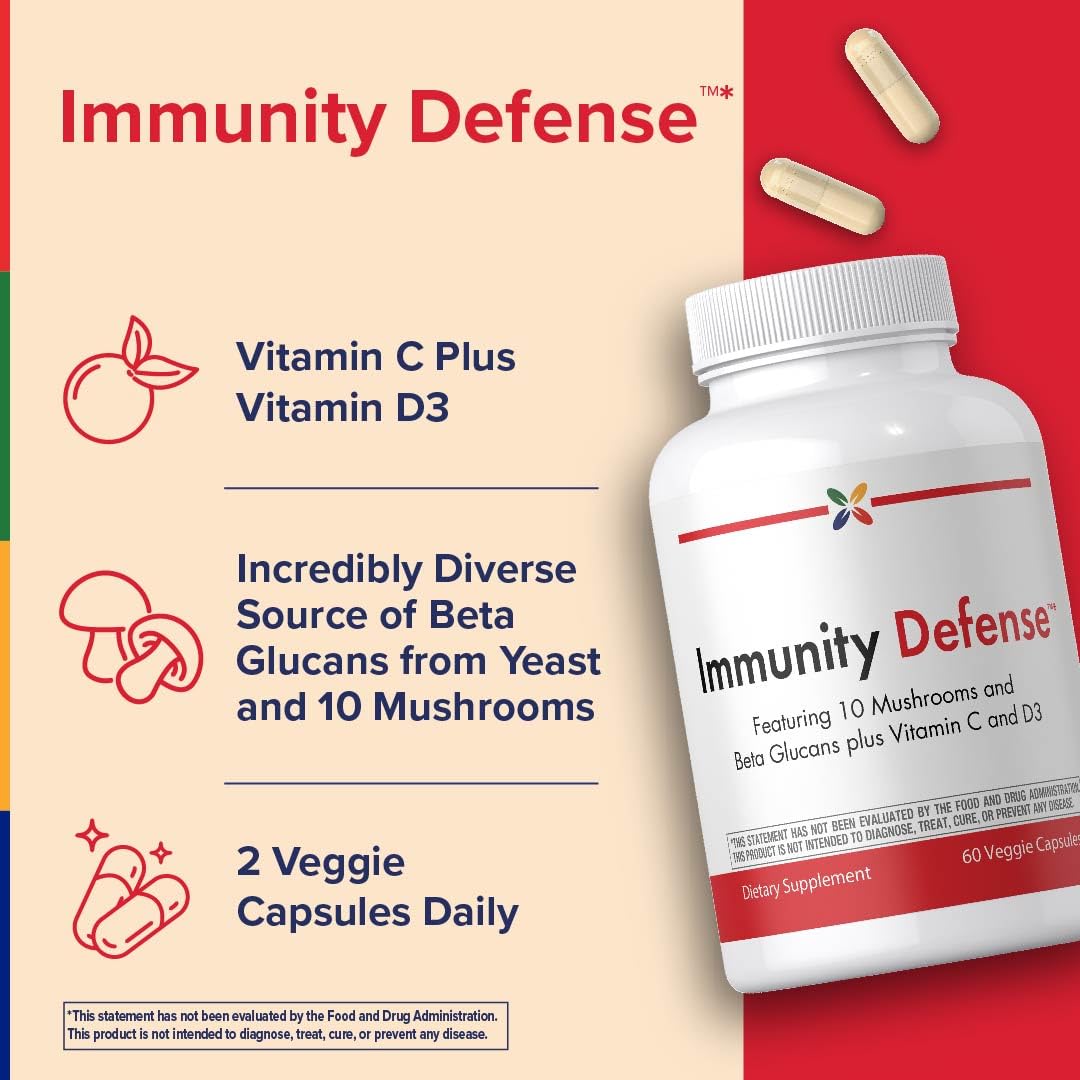 Stop Aging Now - Immune Support - with Vitamin C, Vitamin D3 and Mushroom Complex - 60 Vegetarian Capsules Stop Aging Now uk supplements