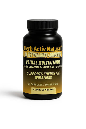Herb Activ Natural Primal Multivitamin - 21 Essential Vitamins & Minerals - Daily Vitamin & Mineral Supplement - Energy & Wellness Support - 30 Capsules Herb Activ Natural uk supplements