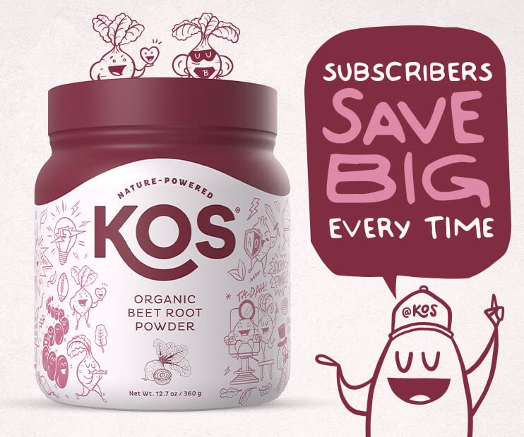 KOS Organic Beet Root Powder - USDA Certified, Nitric Oxide Booster, Non-GMO, Gluten KOS uk supplements