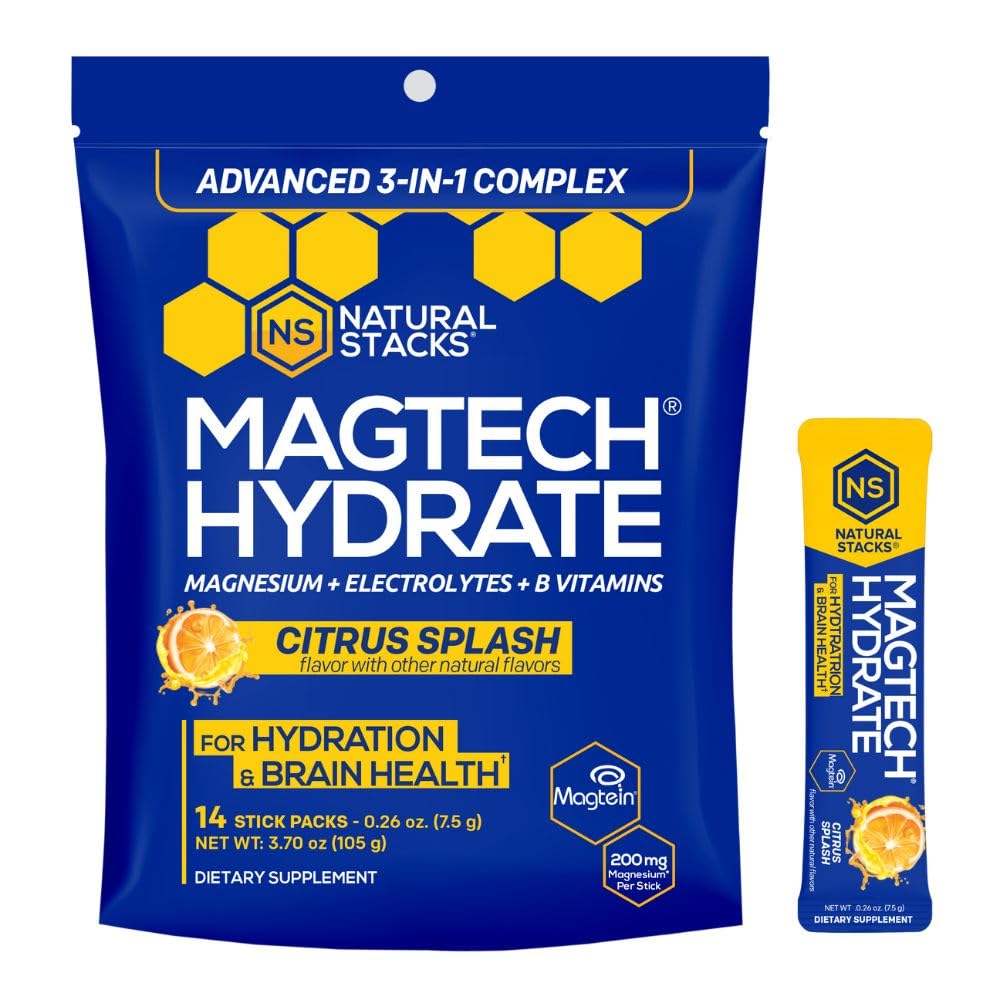 NATURAL STACKS Creatine Monohydrate & Magtech Hydrate Bundle - 2500mg Creatine + 200mg Elemental Magnesium Per Serving - Supports Hydration, Brain Health & Endurance - 44 Total Servings NATURAL STACKS uk supplements