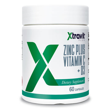 Xtravit Zinc Plus Vitamin C + D3 Supplement – Natural Immune Defense Supplements for Men & Women - May Support Skin, Energy, Bones, & Overall Wellness - Non-GMO, Gluten-Free, No Fillers, 60 Capsules Xtravit uk supplements