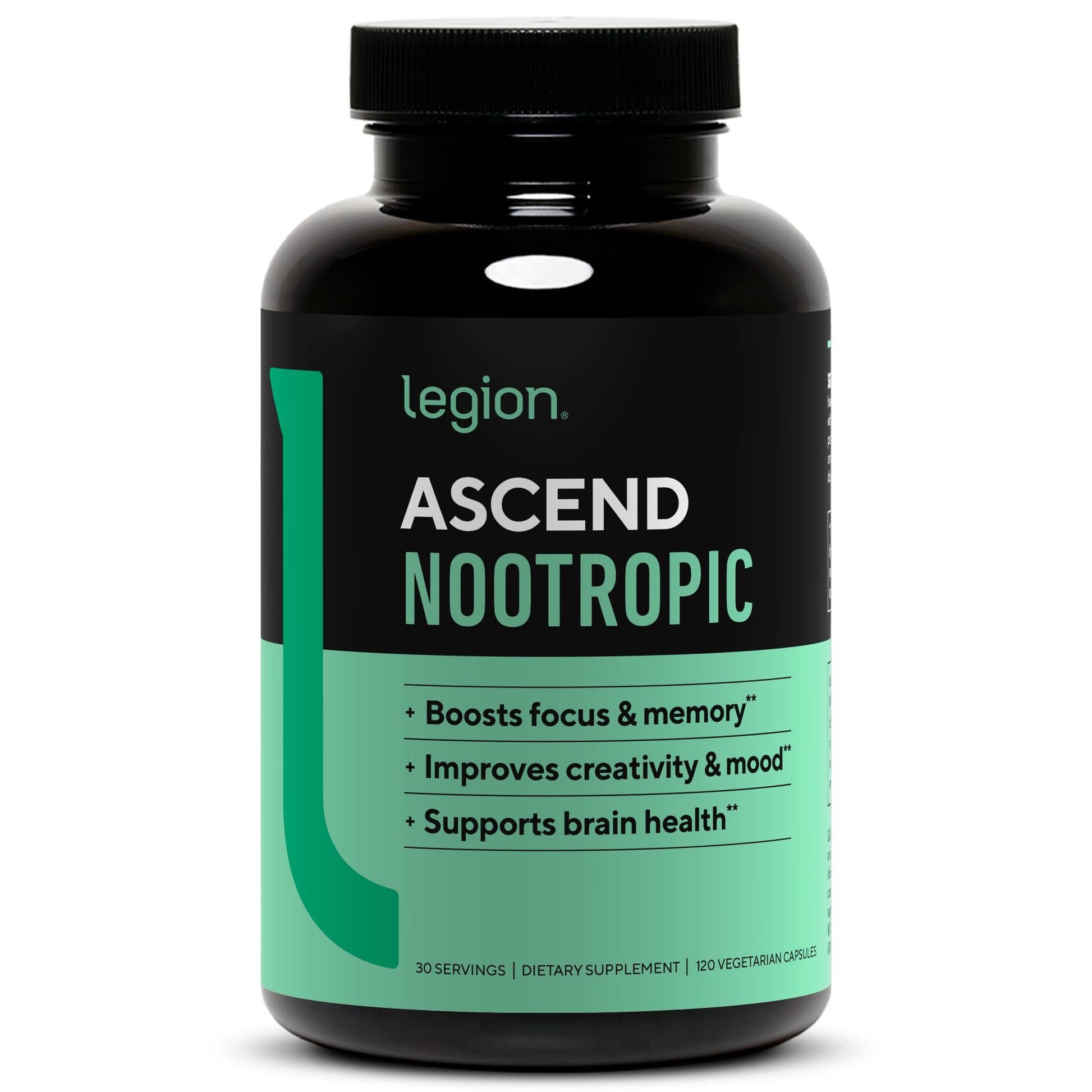 LEGION Athletics Ascend Nootropic - All-Natural Brain Supplements for Memory and Focus - Nootropics Brain Support Supplement with Alpha-GPC - Brain Supplement for Alertness & Mood Support, 30 Servings LEGION uk supplements
