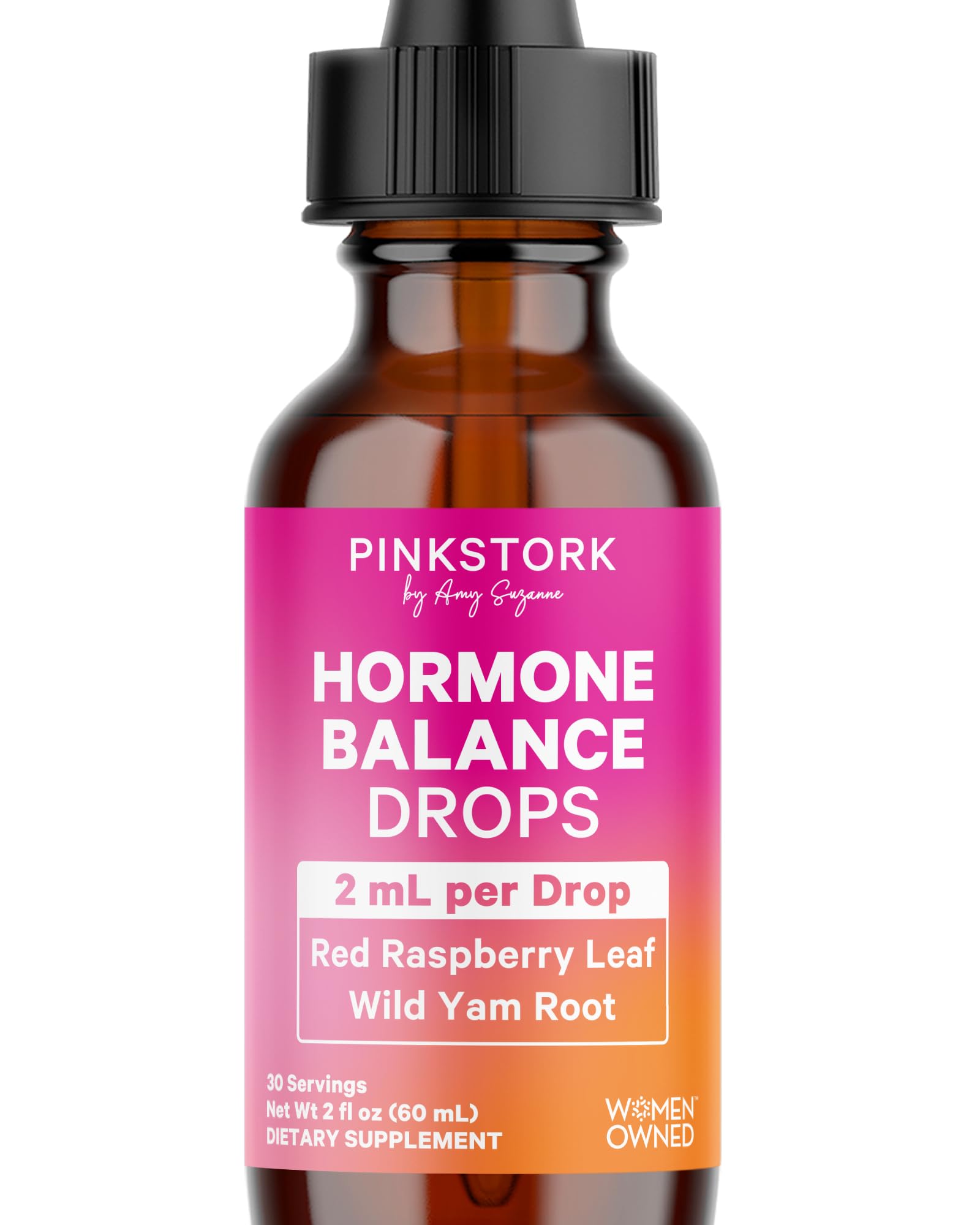 Pink Stork Hormone Balance Drops for Women - Supports Hormonal Health, PMS, Perimenopause & Mood, with Red Raspberry Leaf & Wild Yam - Liquid Supplement - Vegan, 2oz, 30 Servings Pink Stork uk supplements