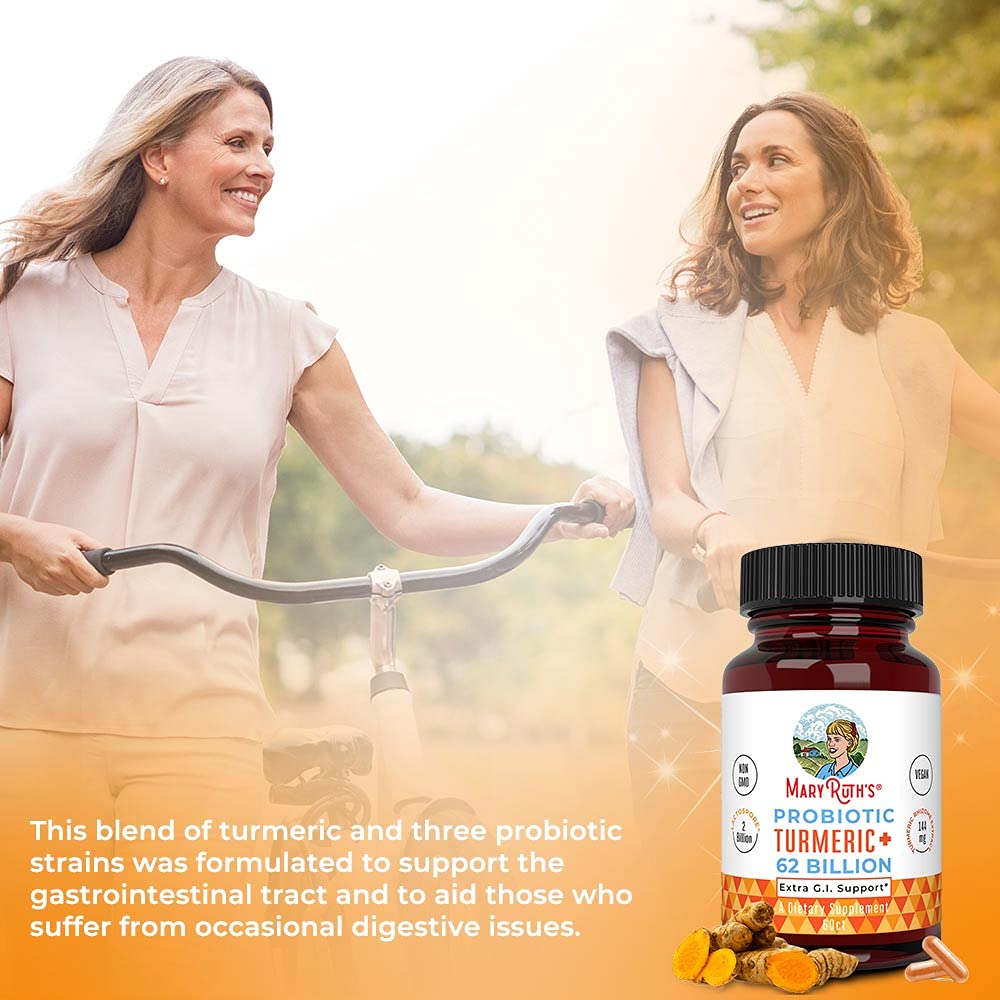 MaryRuth Organics Probiotic Turmeric + Extra GI Support | 62 Billion CFU | Organic Ingredients Turmeric Complex with Probiotics | Turmeric Curcumin Capsules for Digestion | Vegan | 60 Count MARYRUTH'S uk supplements