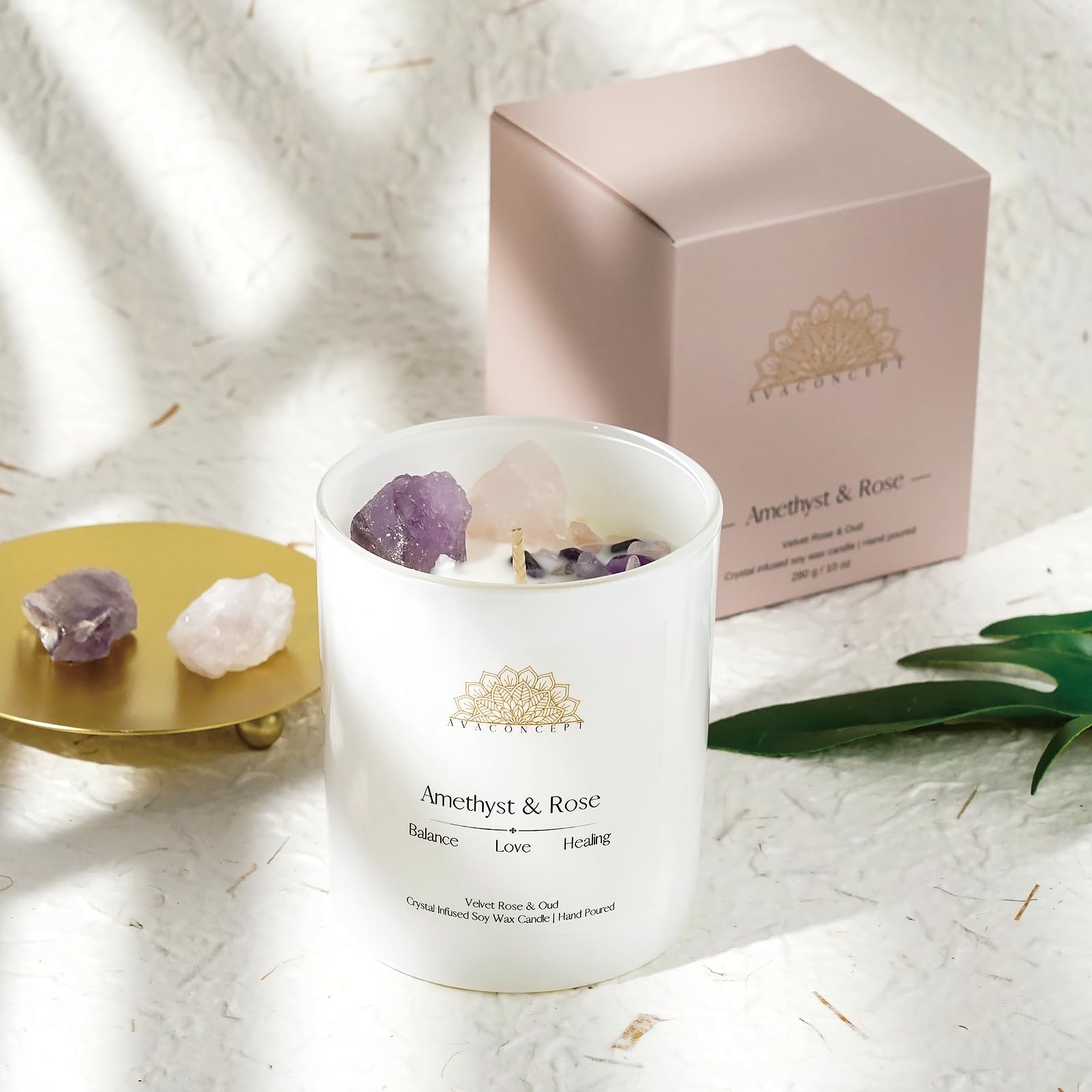 Ava Concept Scented Crystal Candle 10 oz jar Candle (Velvet Rose & Oud) ava concept uk supplements
