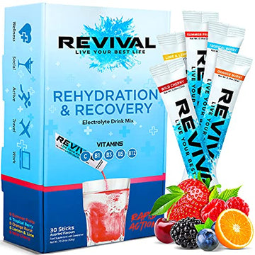 Revival Rapid Rehydration Electrolytes Powder - High Strength Vitamin C, B1, B3, B5, B12 Revival Shots uk supplements