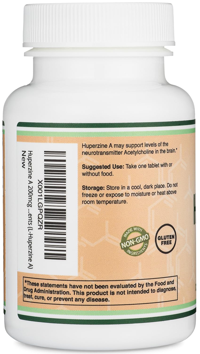 Huperzine A 200mcg (Third Party Tested) 120 Tablets, Brain Supplement to Promote Acetylcholine (Acetylcholinesterase Inhibitor) - Supports Memory and Focus by Double Wood Double Wood Supplements uk supplements