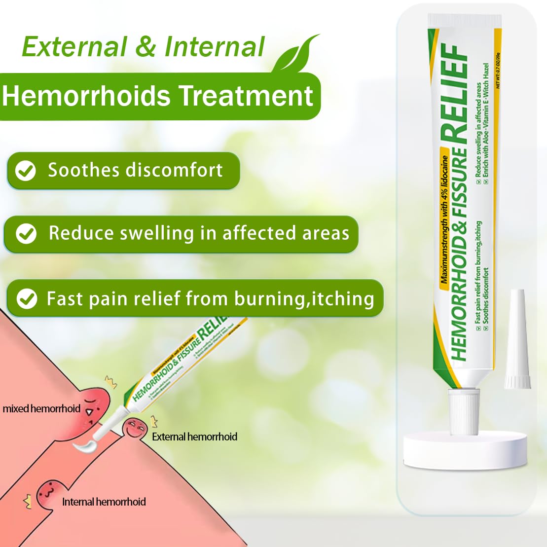 CainNeks Hemorrhoid & Fissure Relief Ointment 20g– 4% Lidocaine Maximum Strength Hemorrhoid Cream, Fast Itching Burning Swelling Relief, Herbs Fast Acting Ingredients. 0.7 oz. CainNeks uk supplements