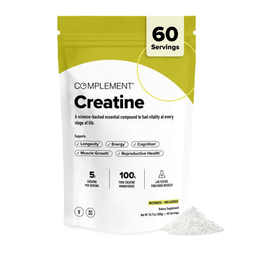 Complement Creatine Monohydrate Micronized Powder for Women and Men (5g, 60 Servings) Pre Workout, Post Workout, Muscle Recovery, Brain Health, Longevity- Vegan, Unflavored Complement uk supplements