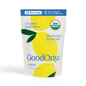 GOODONYA Organic Hydration Electrolyte Drink Mix, Certified Organic Hydration Powder, Non-GMO, Biochecked Glyphosate Free, Low Sugar, Lemonade Flavor, GOODONYA uk supplements