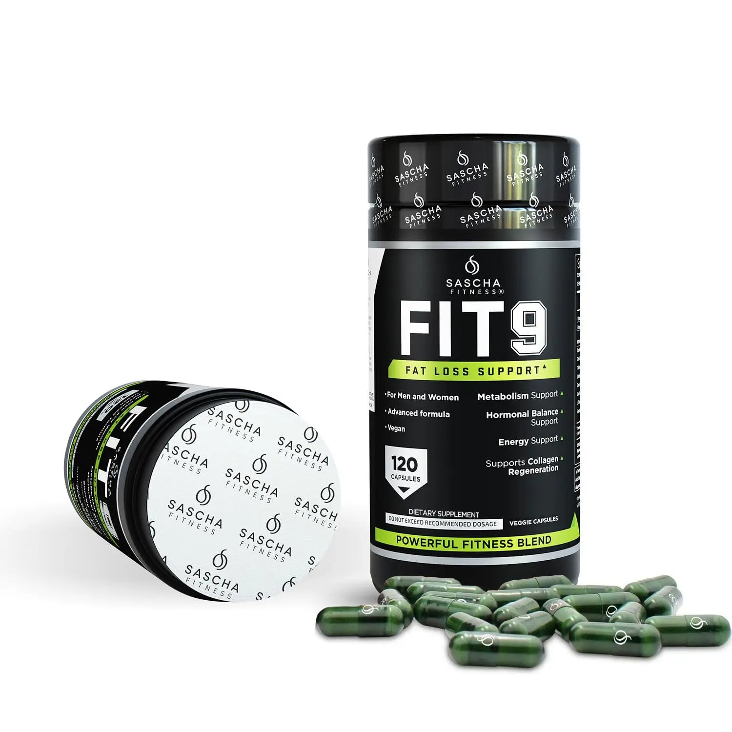Sascha Fitness Fat Loss pills | Collagen support | Fluid Balance | FIT9 Ingredients: 7Keto + Uva Ursi, Gotu Kola, L-Theanine,Gingko Biloba,DIM,Green Tea | Weight Loss Supplements-Vegan-120 Natural Cap SASCHA FITNESS uk supplements