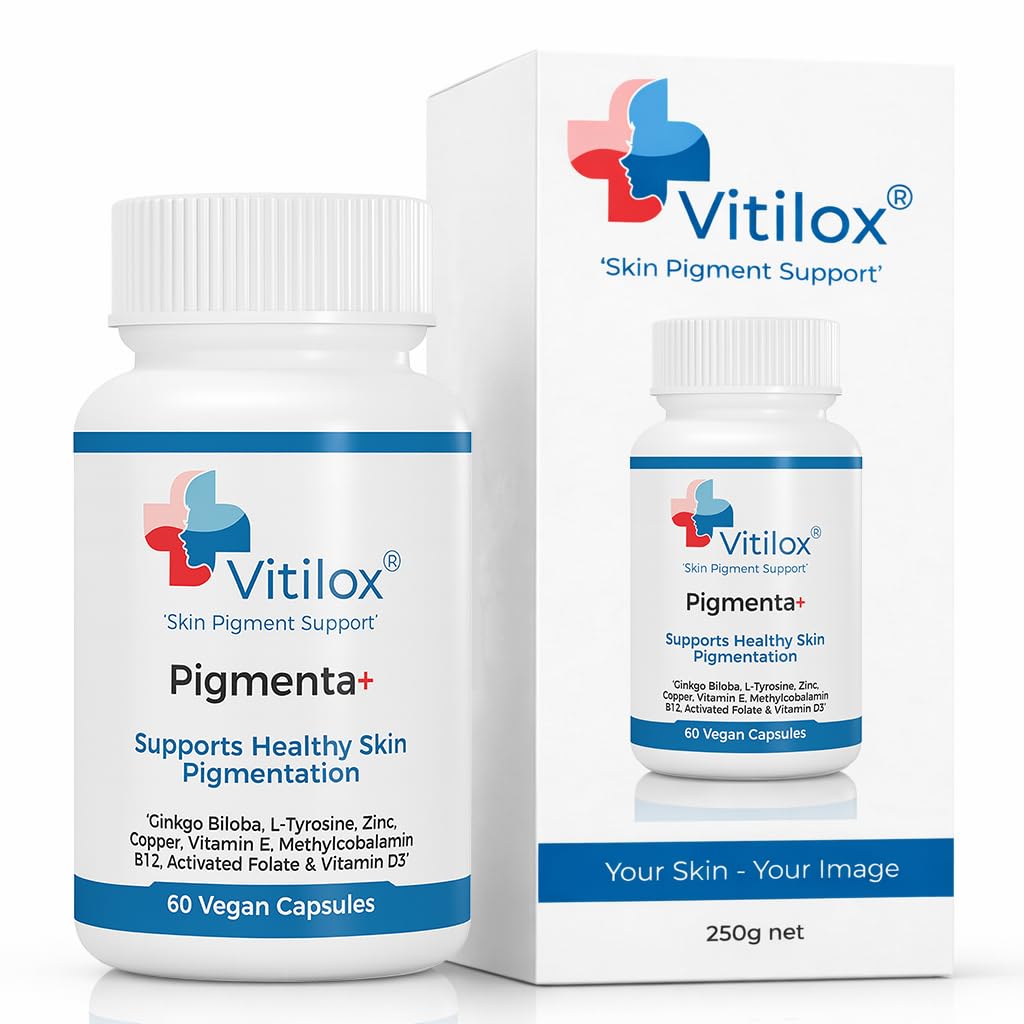 Vitilox Pigmenta+ Advanced, Skin Tone Support Supplement – 60 Tablets | 2 Months | Natural Vitiligo Skin Pigmentation Support | Reduce White Body Spots Vitilox uk supplements