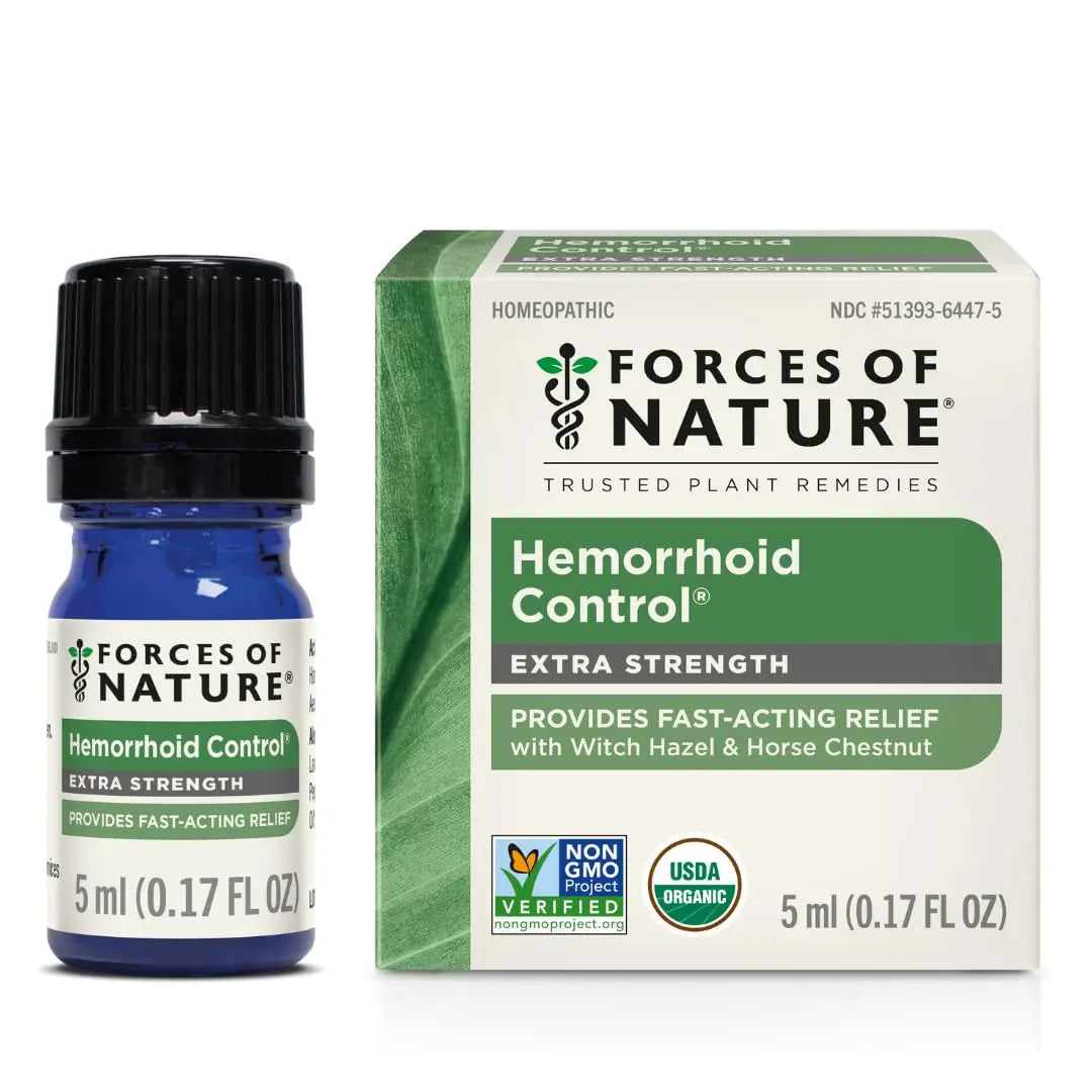 Forces of Nature Hemorrhoid Control Extra Strength, Organic Homeopathic Medicine with Witch Hazel, Horse Chestnut, and Soothing Essential Oils for Itching, Swelling & Discomfort, 5ml (0.17 fl oz) Forces of Nature uk supplements