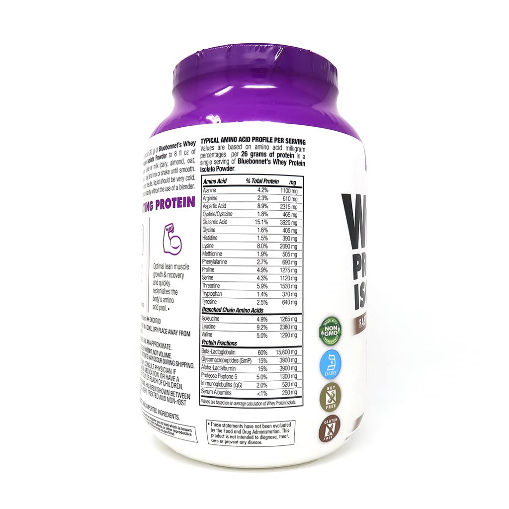 BlueBonnet 100% Natural Whey Protein Isolate Powder, Chocolate, 2 Pound Bluebonnet uk supplements