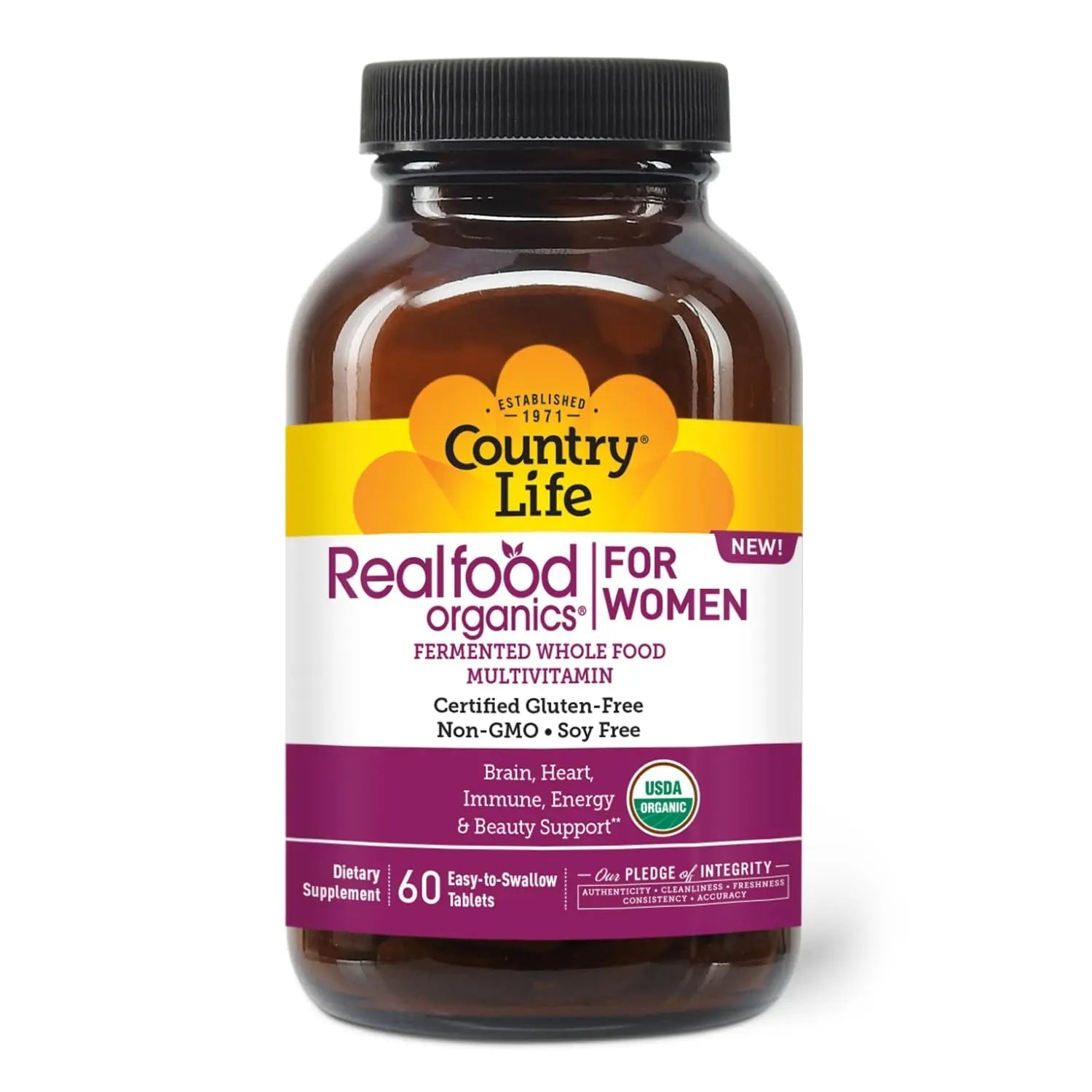Country Life Realfood Organics Women’s Multivitamin – USDA Organic, Vegan, Gluten-Free – 1,300mg Fermented Whole Foods, Vitamins D, E, B, Folate & Biotin Country Life uk supplements