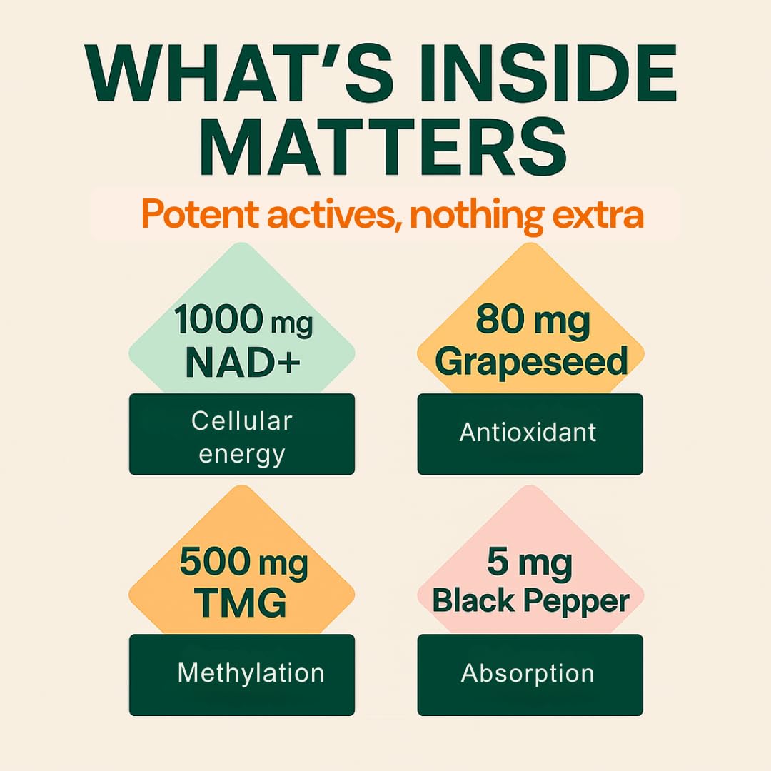 b.Ready NAD+ Gummies, Premium 1000 mg NAD Supplement with 500 mg TMG, Grape Seed & Black Pepper Extract – NAD+ for Healthy Aging, Cellular Energy & Antioxidant Support, Vegan, Sugar-Free, 60 Count b.Ready uk supplements