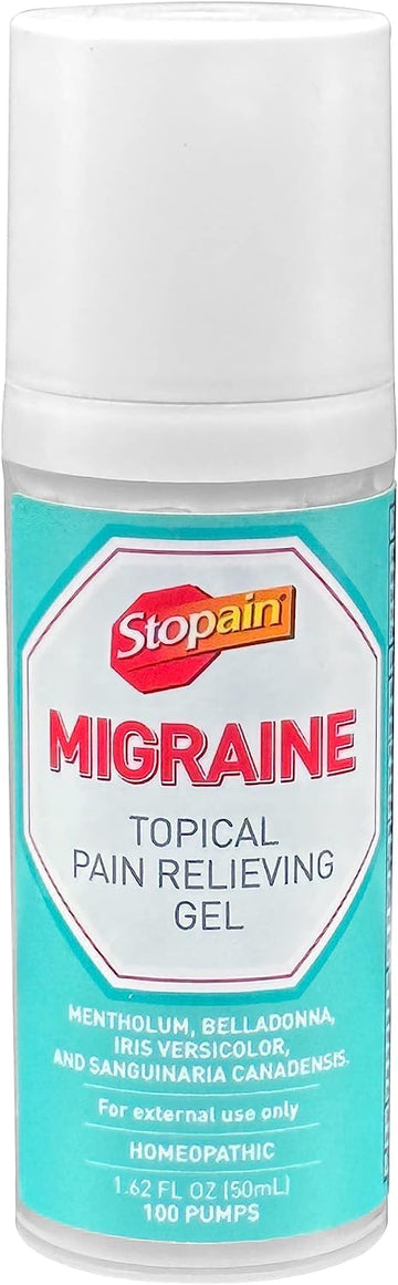 Stopain Migraine Pain Relief Gel Pump, 1.62oz, USA Made, Max Strength Fast Acting Research Proven Topical Effective at Any Stage, No Known Side Effects or Drug Interactions, HSA FSA Approved Products Stopain uk supplements