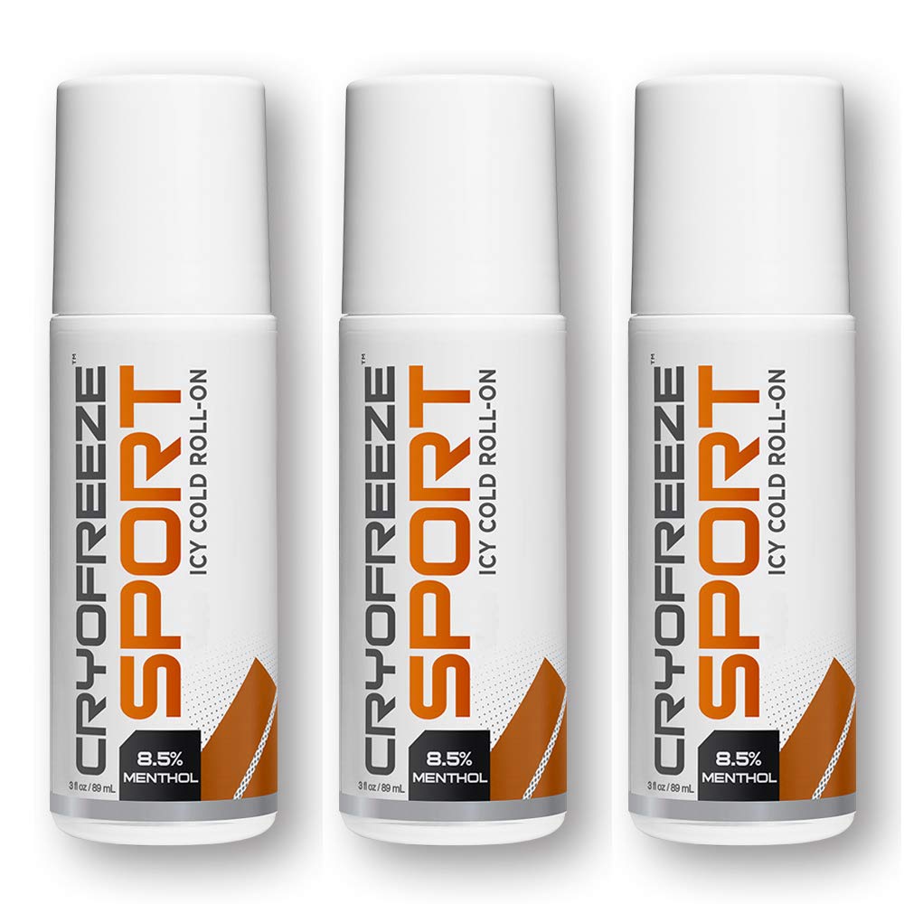 OMAX 3 Bottles CryoFreeze Sport ICY Cold Pain Relief Roll-On, 8.5% Menthol, Natural Pain Relief - 3 Bottles (3 oz Each) OMAX uk supplements
