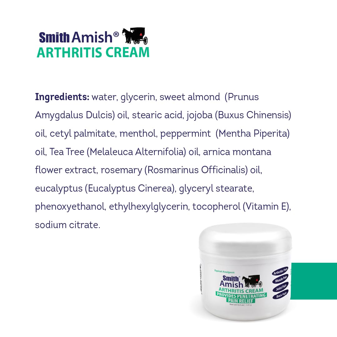 Smith Amish Arthritis Cream. Soothing and Cooling. 4.5 oz jar Smith Amish uk supplements