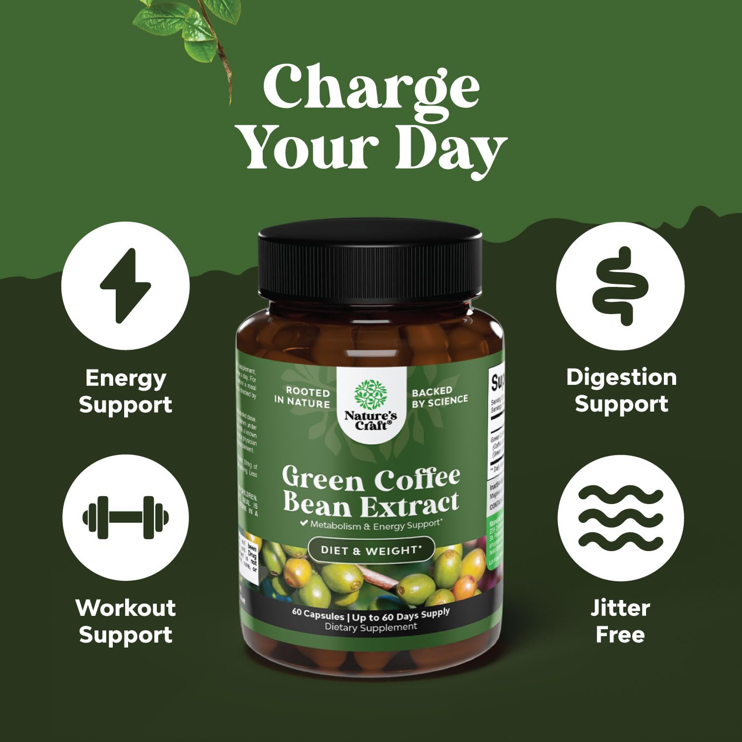 Pure Green Coffee Bean Extract - Super Energizing Green Coffee Extract with 50% Chlorogenic Natures Craft uk supplements