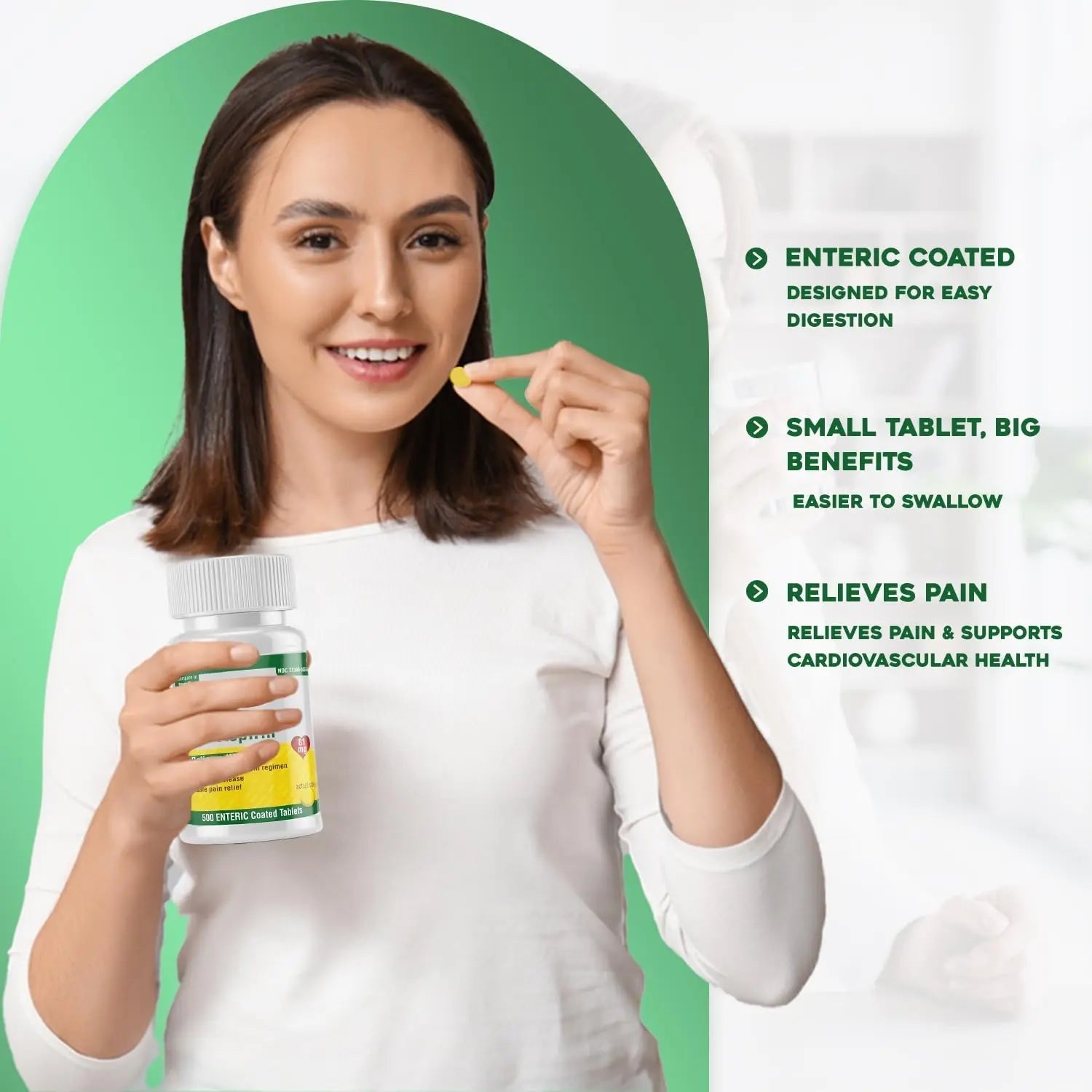 Safrel Generic Bayer Baby Aspirin 81 mg (500 Enteric Coated Tablets) | Adult Low Dose Strength Safe Pain Reliever (NSAID) for Minor Aches | Value Pack Safrel uk supplements