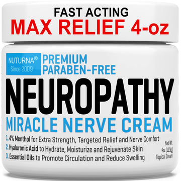 Neuropathy Nerve Relief Cream - Premium Nerve Cream 3X Action for Targeted Relief and Soothing Nerve Comfort - Maximum Strength with 4% Menthol Arnica MSM for Feet Hands Legs Toes & Back - Large 4 Oz Nuturna uk supplements