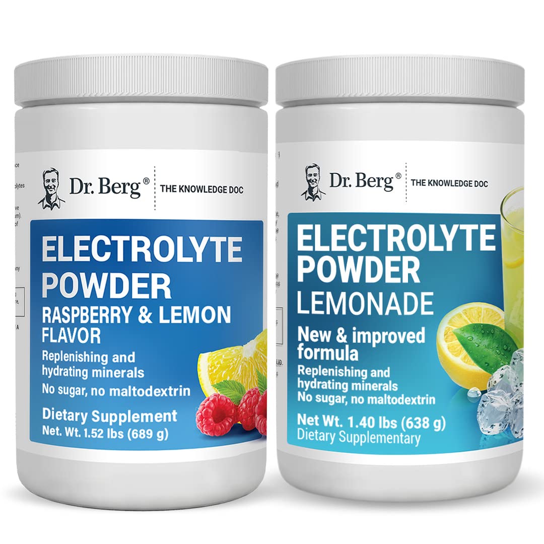 Dr. Berg's Electrolyte Powder 100 Servings Bundle - Raspberry Lemon & Lemonade Dr. Berg Nutritionals uk supplements