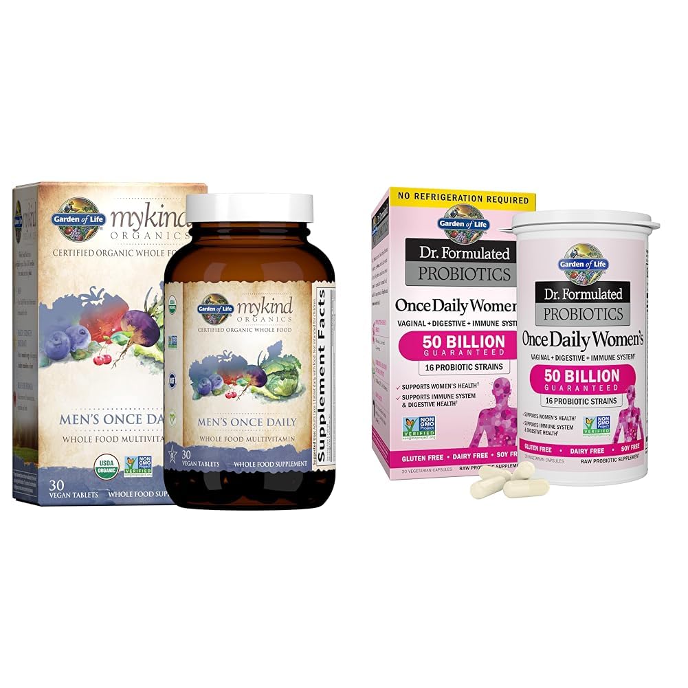Garden of Life Organics Multivitamin for Men & Dr. Formulated Women's Probiotics Once Daily, 16 Strains, 50 Billion, 30 Capsules Garden of Life uk supplements