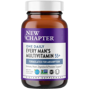 New Chapter Multivitamin for Men 50 Plus - Every Man's One Daily 55+ with Fermented Probiotics + Whole Foods + Astaxanthin New Chapter uk supplements