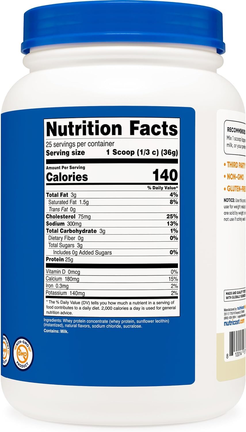Nutricost Whey Protein Concentrate (Vanilla) 2LBS Nutricost uk supplements