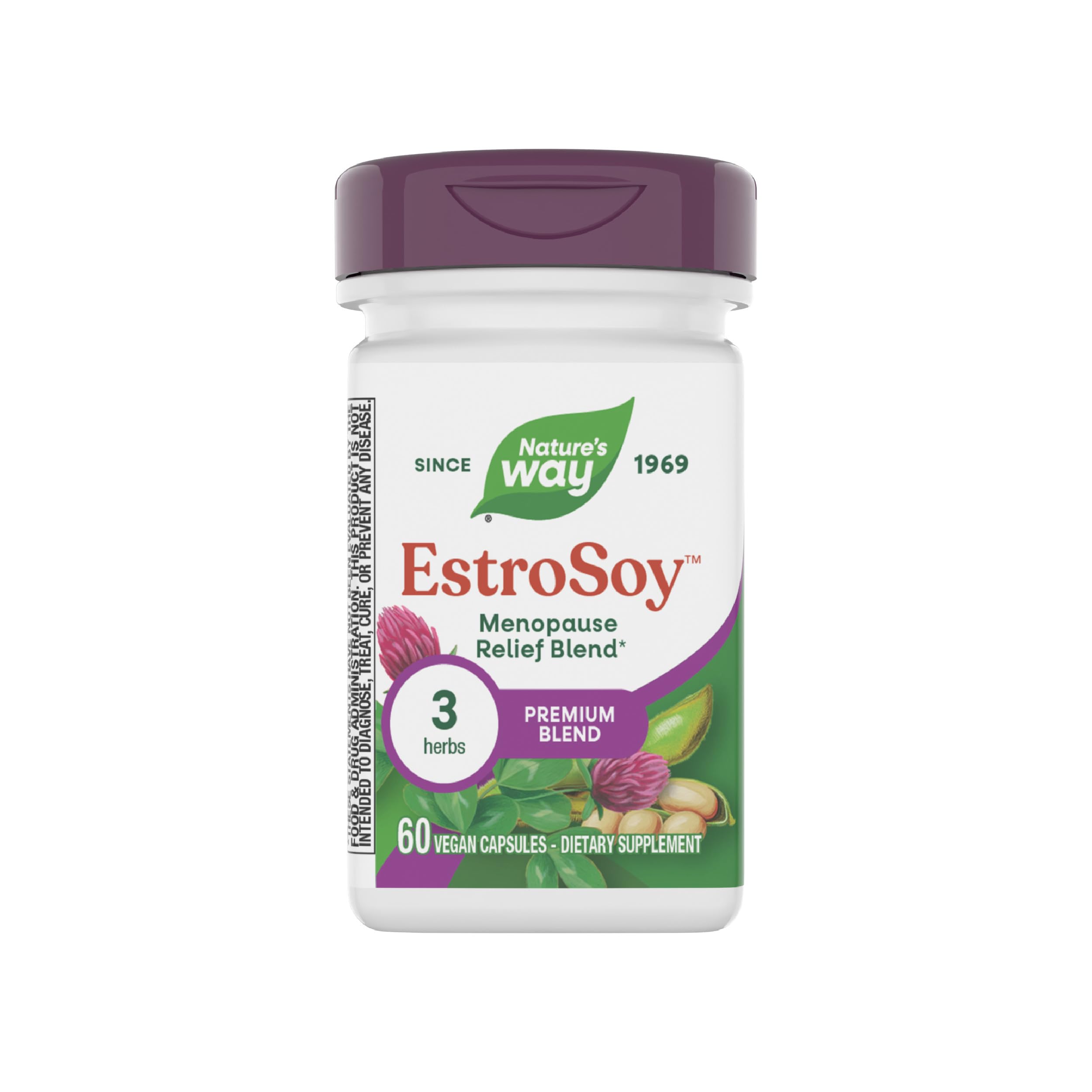 Nature's Way EstroSoy, Menopause Relief Blend*, Helps Relieve Menopausal Symptoms*, Black Cohosh, Fermented Soy Extracts, Red Clover, 60 Vegan Capsules (Packaging May Vary) Nature's Way uk supplements