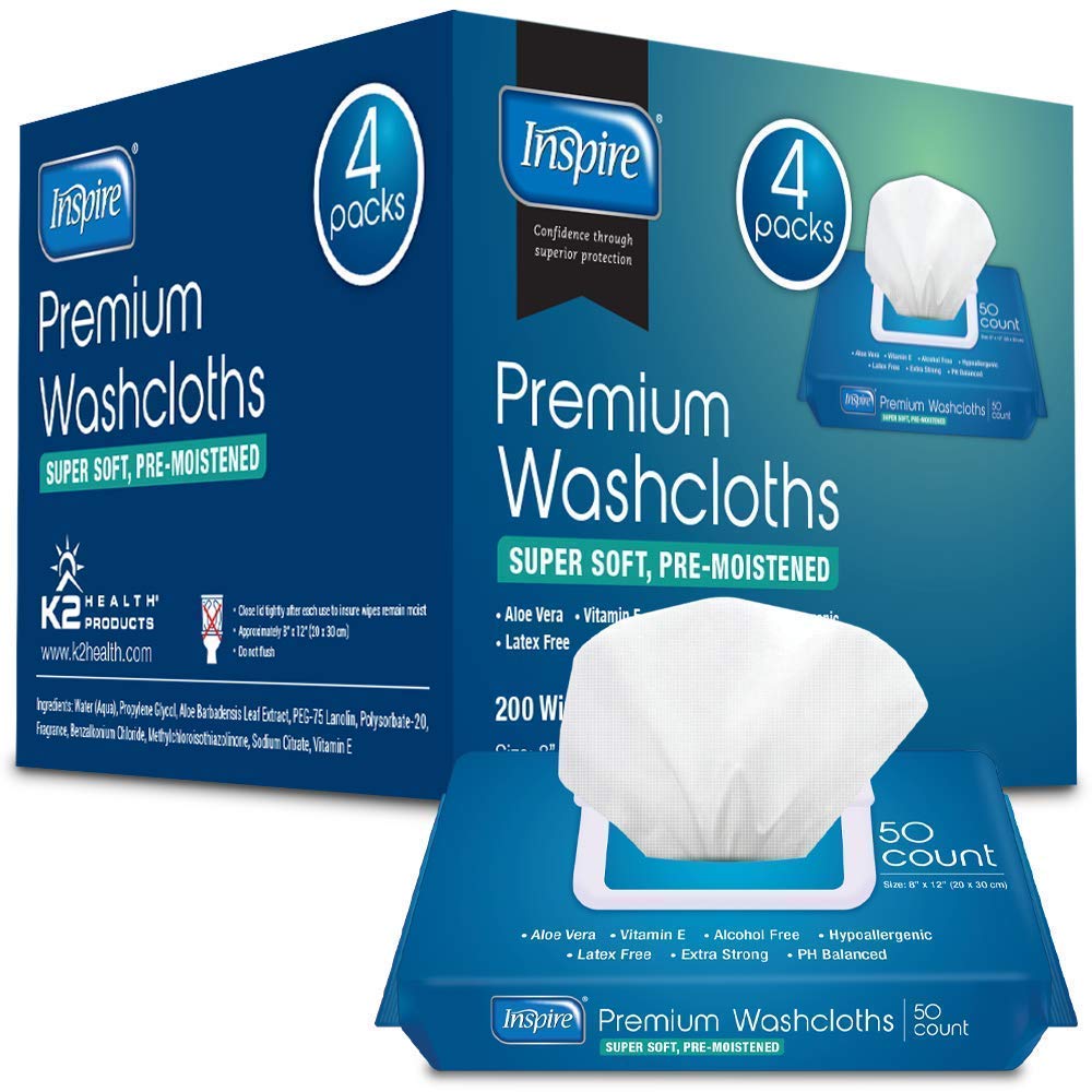 Inspire Adult Wet Wipes, Adult Wash Cloths, Adult Wipes for Incontinence Inspire uk supplements