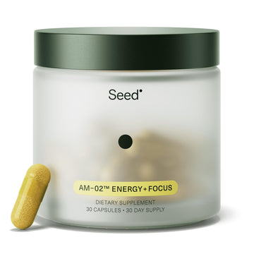 Seed AM-02 Energy + Focus - Daily Nootropic Supplement for Women & Men - Fast-Acting & Sustained Energy for Up to 6 Hours - Caffeine-Free Vegan & Shelf-Stable - 30 Capsules (30-Day Supply) Visit the Seed Store uk supplements