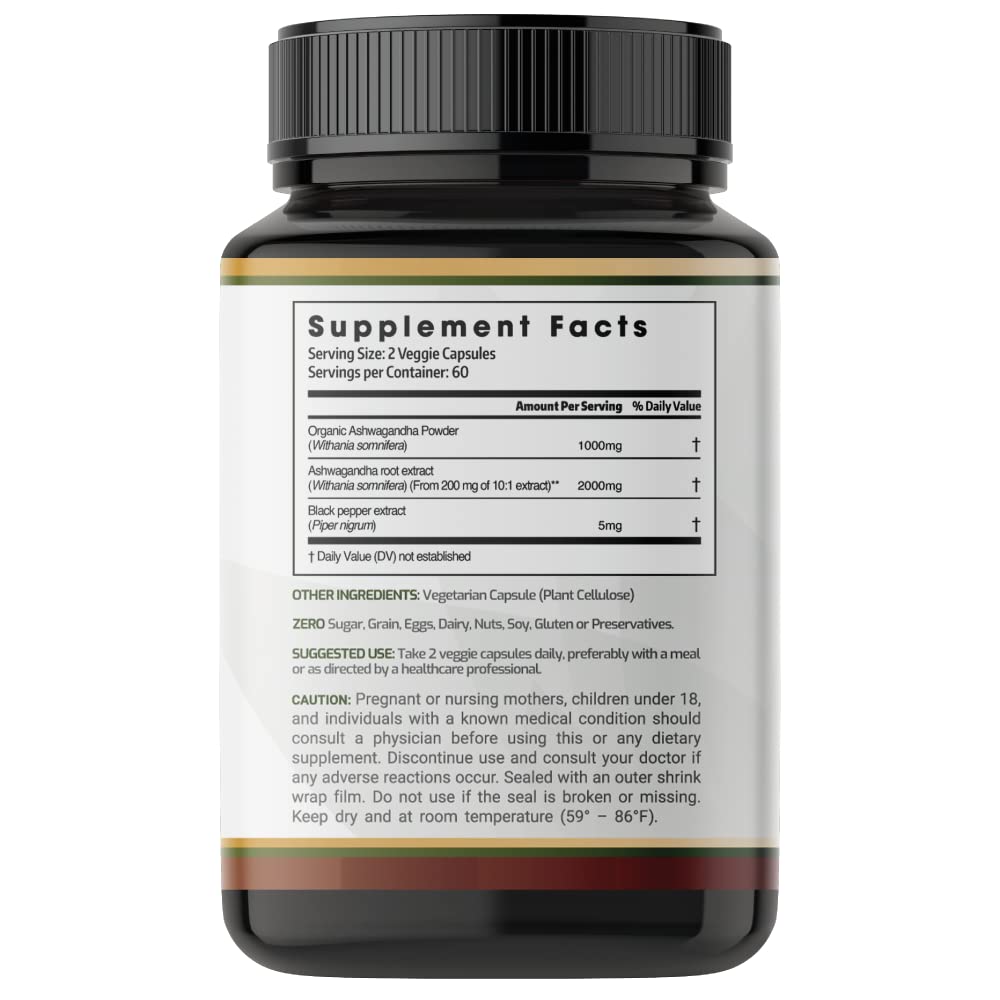 PRATIC LINE Ashwagandha Capsules 3,000 mg - 120 Vegan Cap Made with Organic PRATIC LINE uk supplements