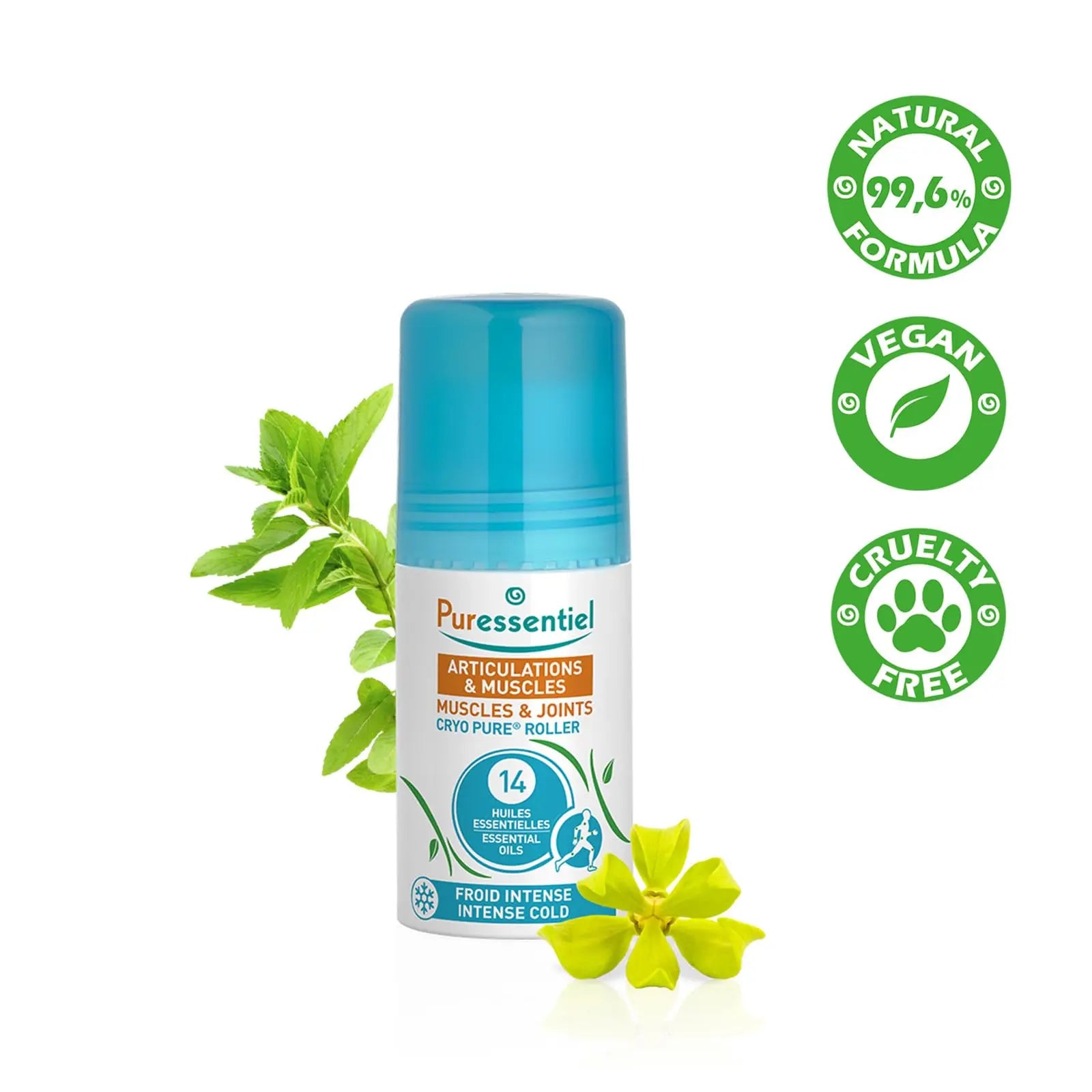 Puressentiel Muscles and Joints Cryo Pure Roller - Natural Menthol and Essential Oils Soothe Muscles - Long Lasting Cooling Sensation - 2.5 oz Puressentiel uk supplements