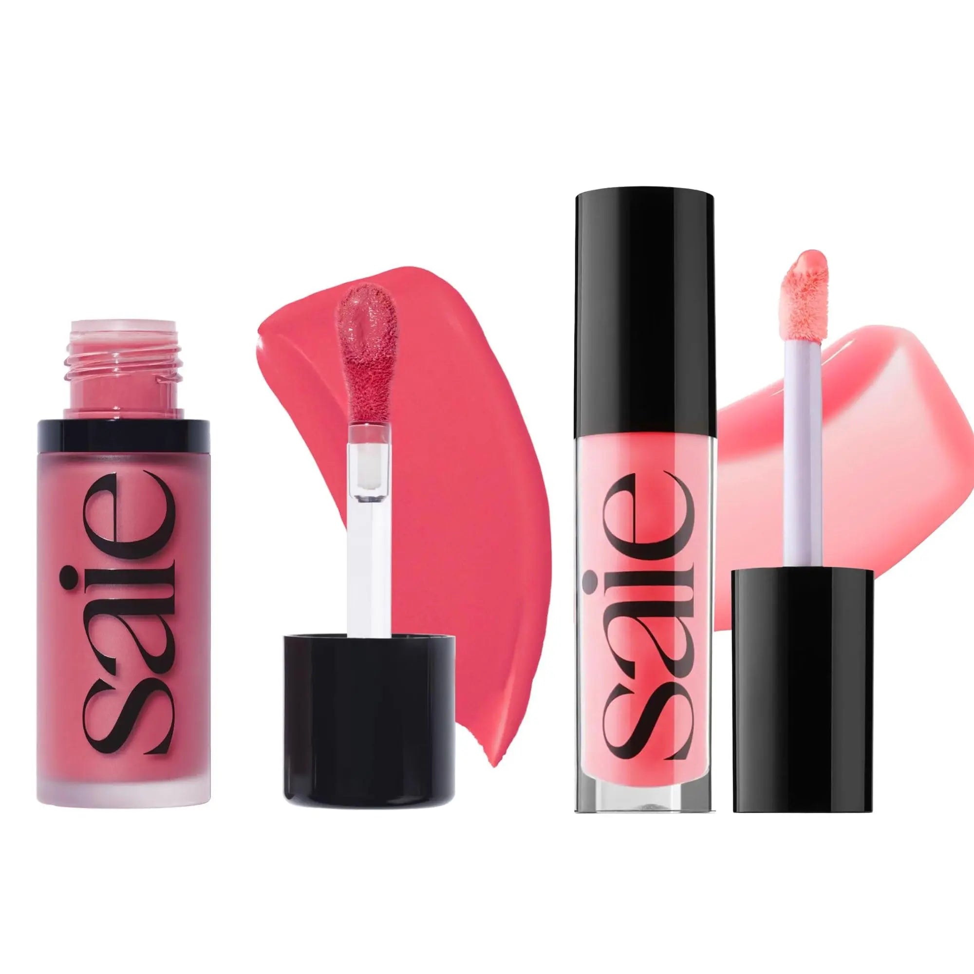 Saie Dewy Glow Duo - Dew Liquid Blush - (.40 oz, Flirty), Glossybounce Lip Gloss-Oil Hybrid (.17 oz, Burst) - Hydrating, Vegan Makeup for Radiant Cheeks & Lips Saie uk supplements
