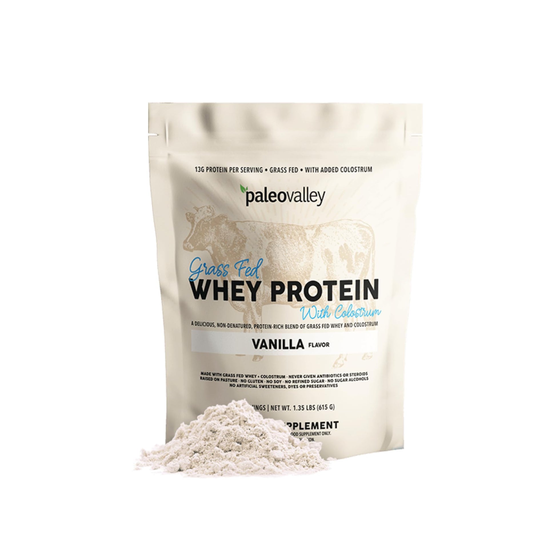 Paleovalley 100% Grassfed Whey Protein Powder with Colostrum, 30 Serving - Vanilla, 13g Protein, Muscle Building, Immune Support, Gut Health Paleovalley uk supplements