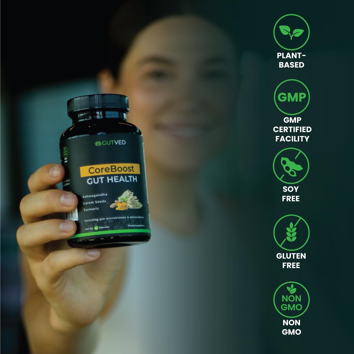 GUTVED Bloating & Gas Relief Probiotic for Women & Men | 9-in-1 Gut & Digestive Support with Probiotics, Prebiotic Inulin, Turmeric, Ginger & Fennel | Daily Plant-Based Capsules, 60 Count GUTVED uk supplements